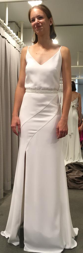 Adorable robe de mariée Vindress White Regular Long V-neck New (Un-Altered) Natural Size 36