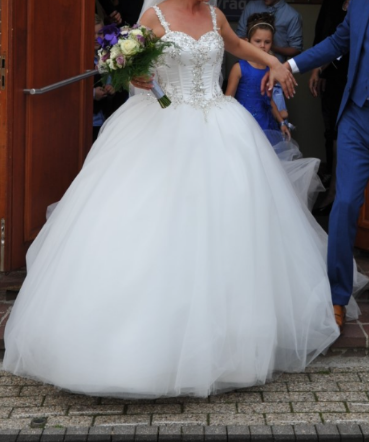 Luxe trouwjurk Vindress Wit Prinses Lang Strapless Nieuw (Onveranderd) Tule 38
