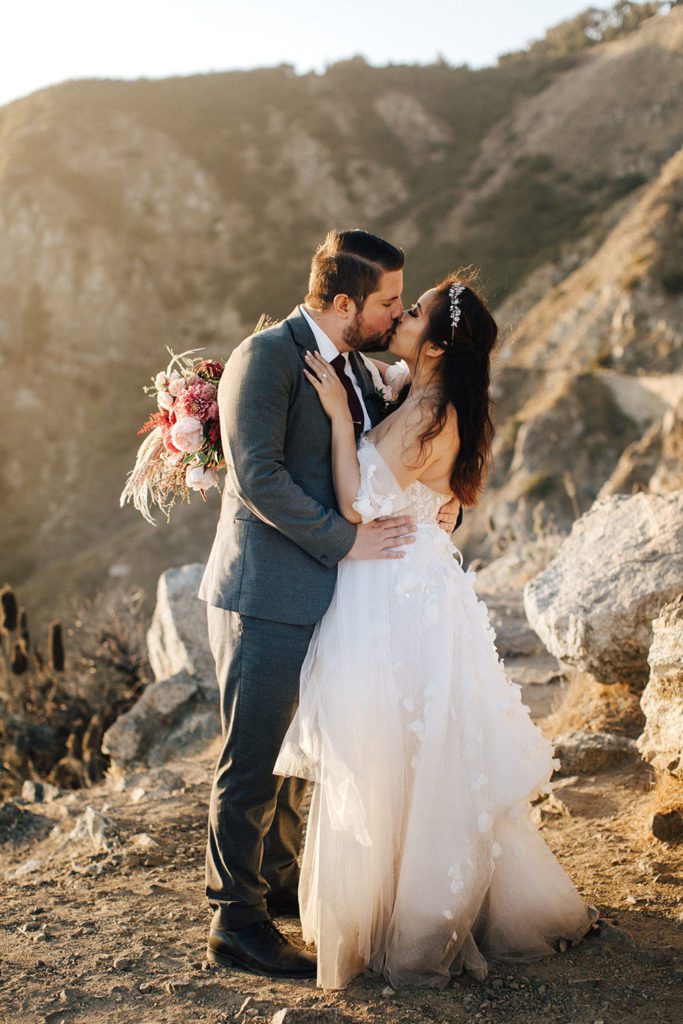 An enchanting DIY pink + gold Big Sur wedding in the clouds