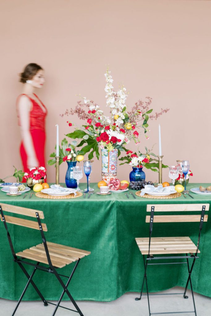 Luxe maximalist green + red wedding inspiration