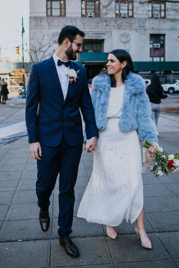 Winter NYC City Hall elopement with Brooklyn portraits