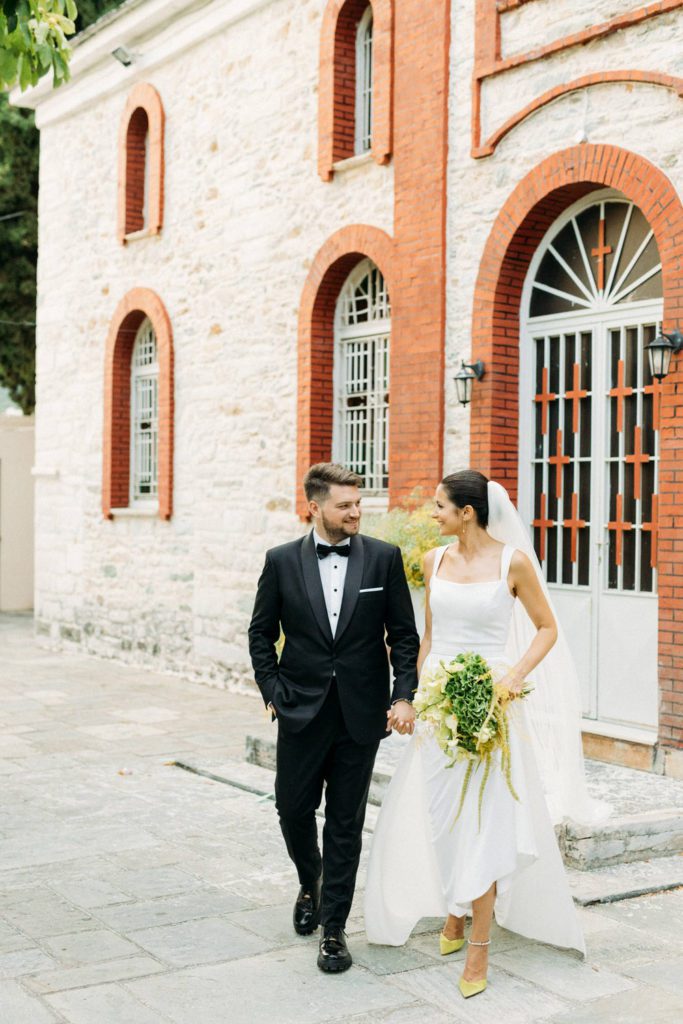 An artist-inspired lime green wedding on the beach in Greece