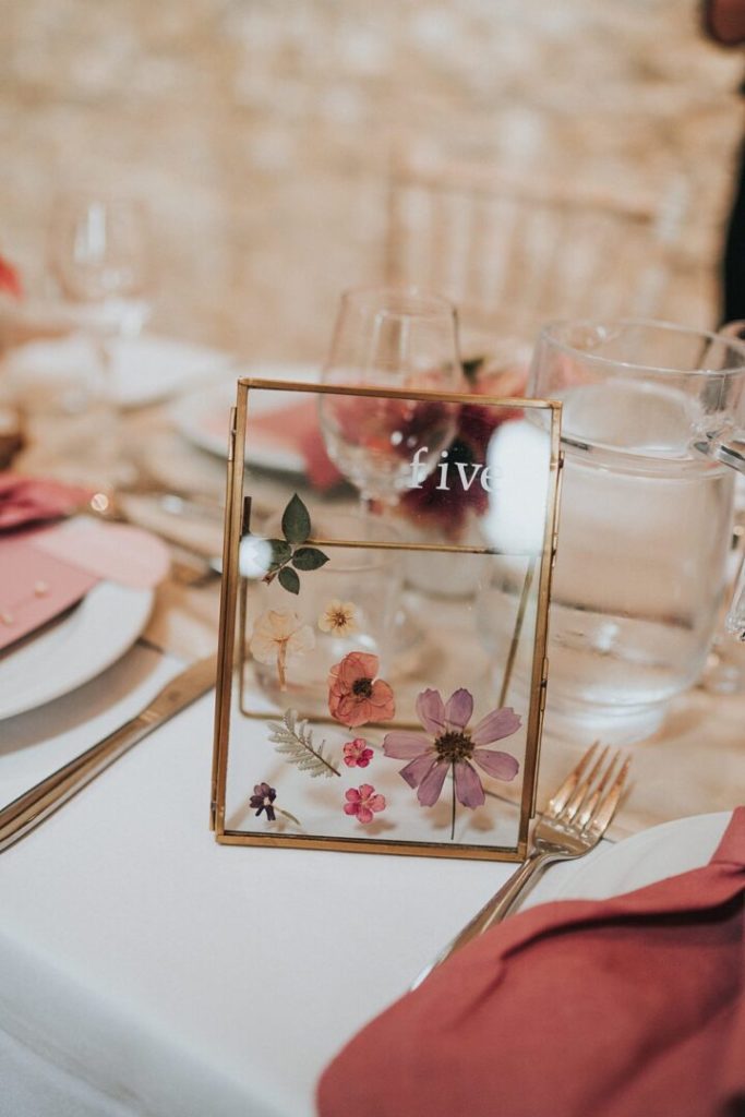 48 Stylish Wedding Table Number & Name Card Display Ideas